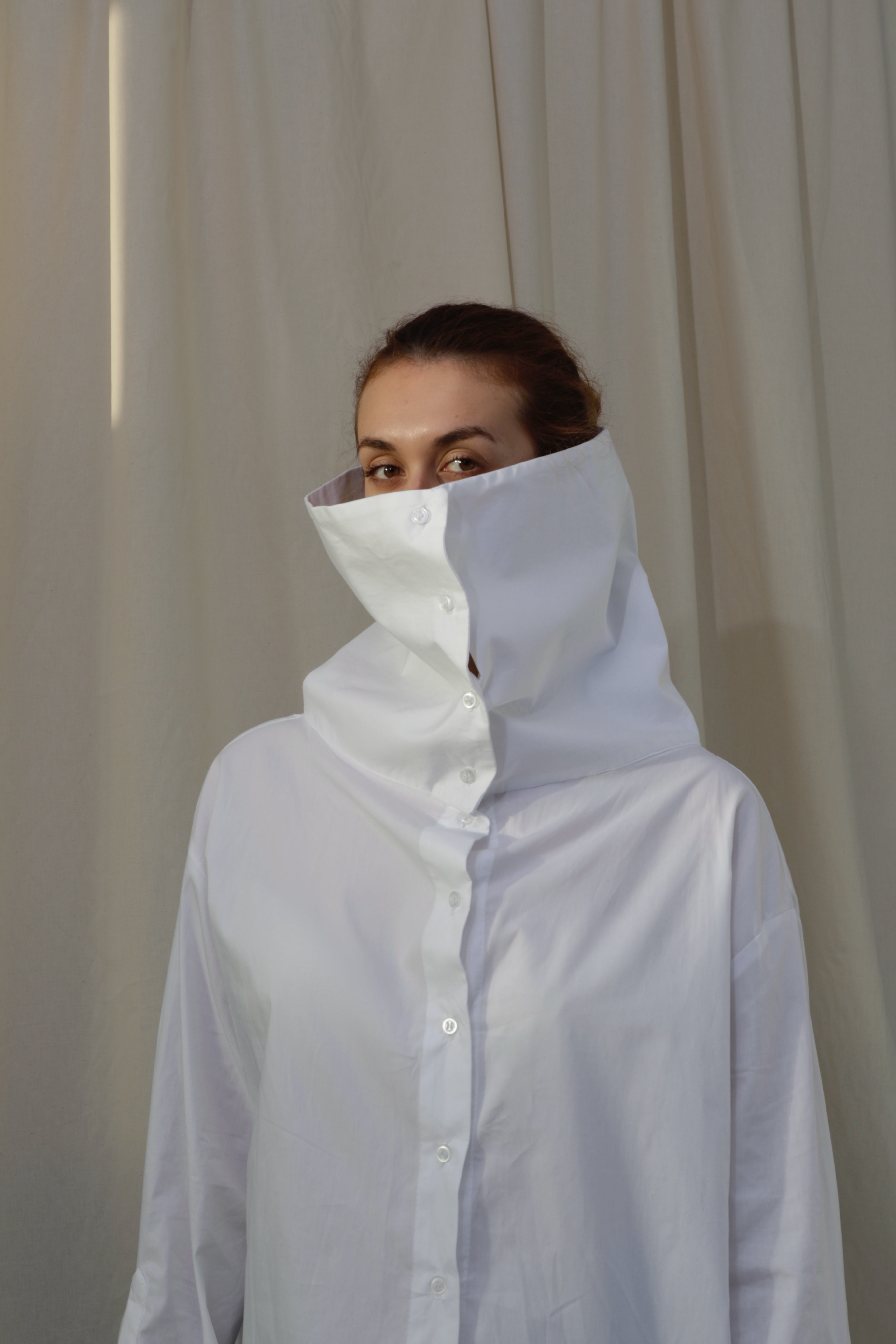 The Naomi Set: Reversible Statement Collar Shirt, Crisp White