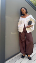 The Naomi Set: Drawstring Trousers with Convertible Hem, Espresso
