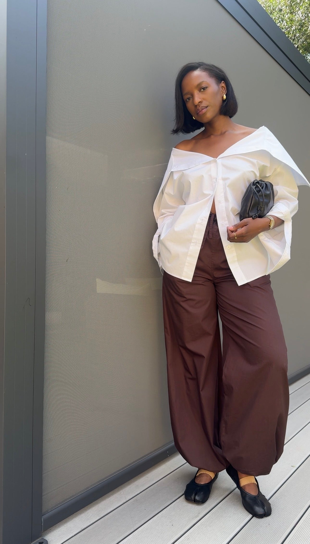 The Naomi Set: Drawstring Trousers with Convertible Hem, Espresso
