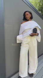 The Naomi Set: Reversible Statement Collar Shirt, Crisp White