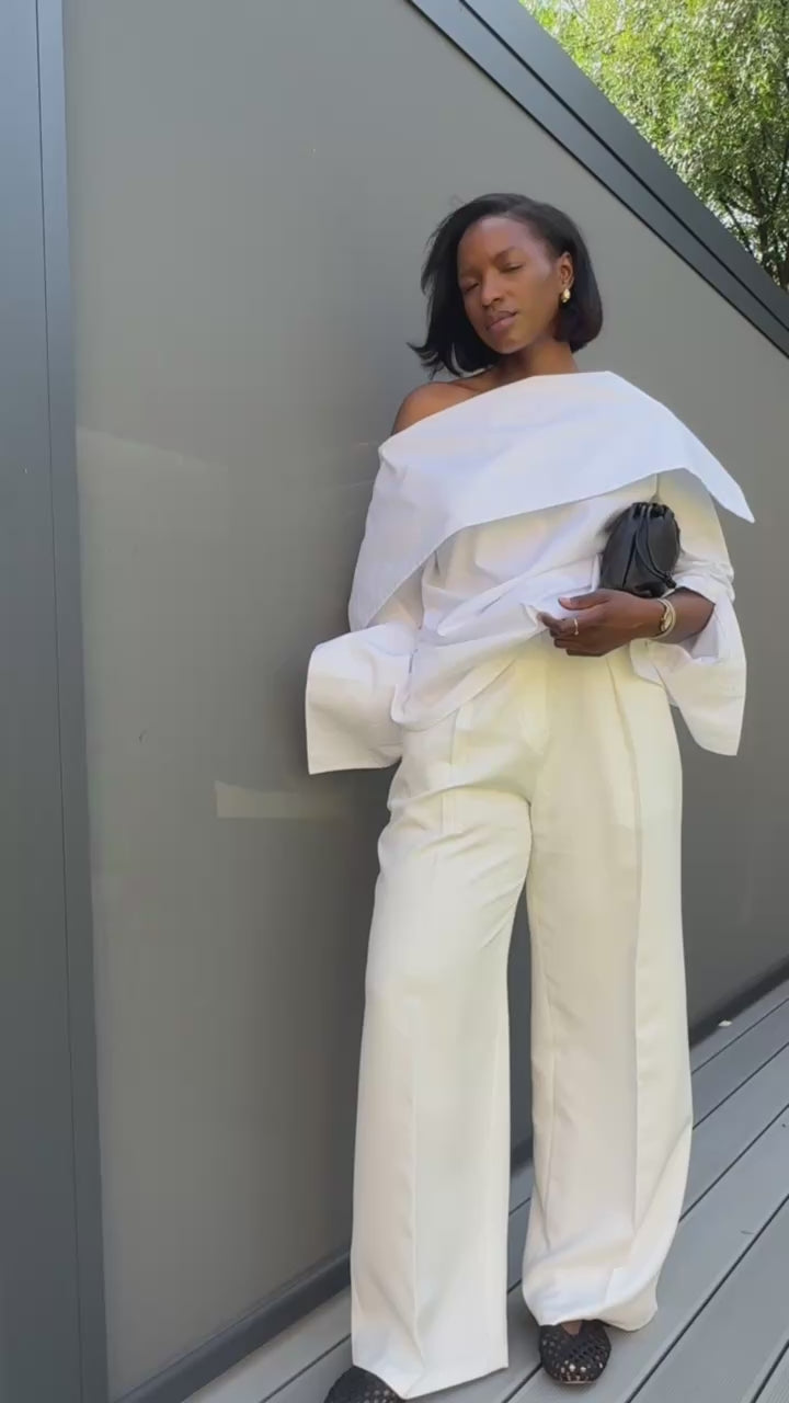 The Naomi Set: Reversible Statement Collar Shirt, Crisp White